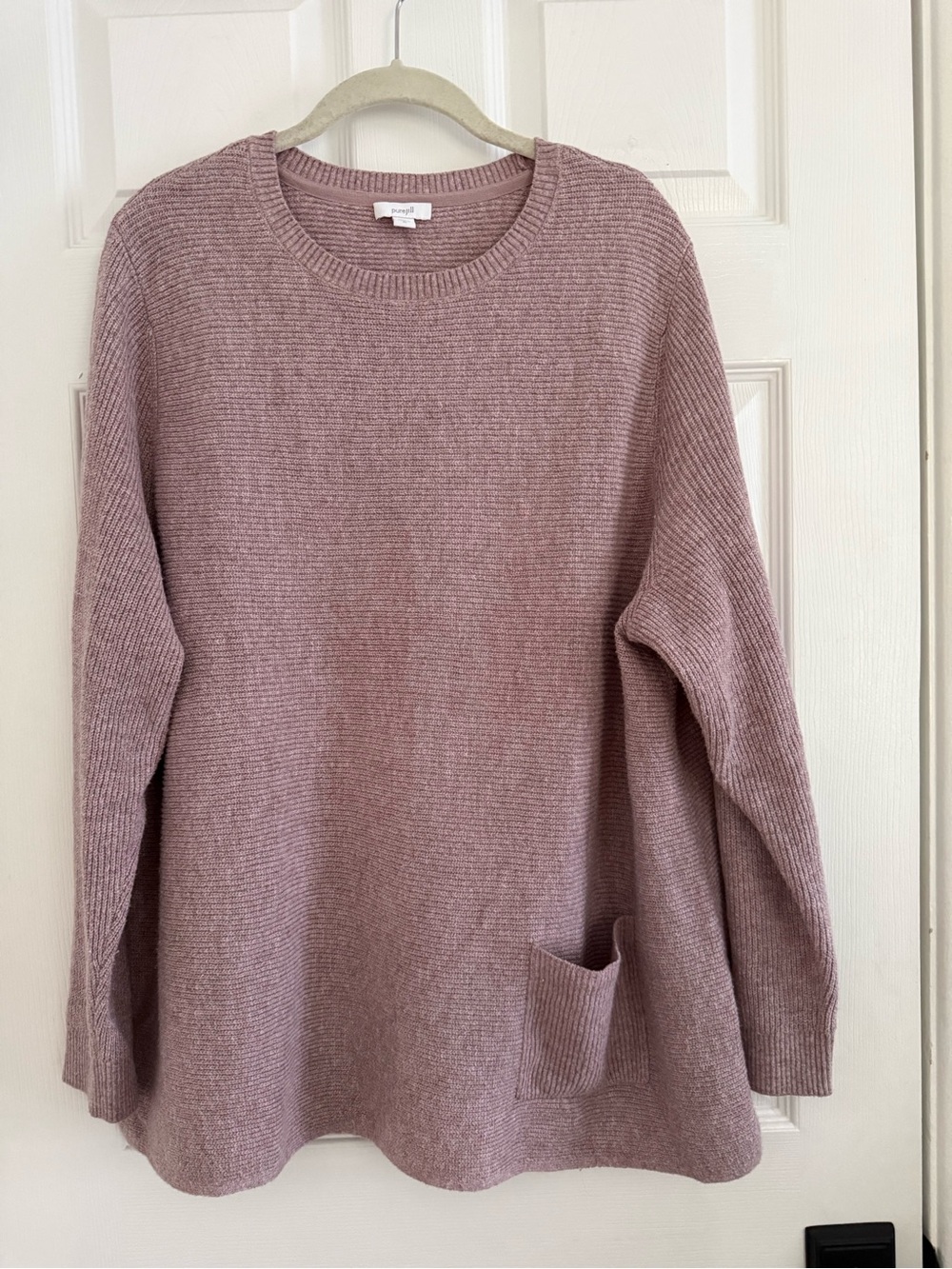 J. Jill Dusty Rose Lightweight Ribbed Crewneck Sweater with Pocket -XL